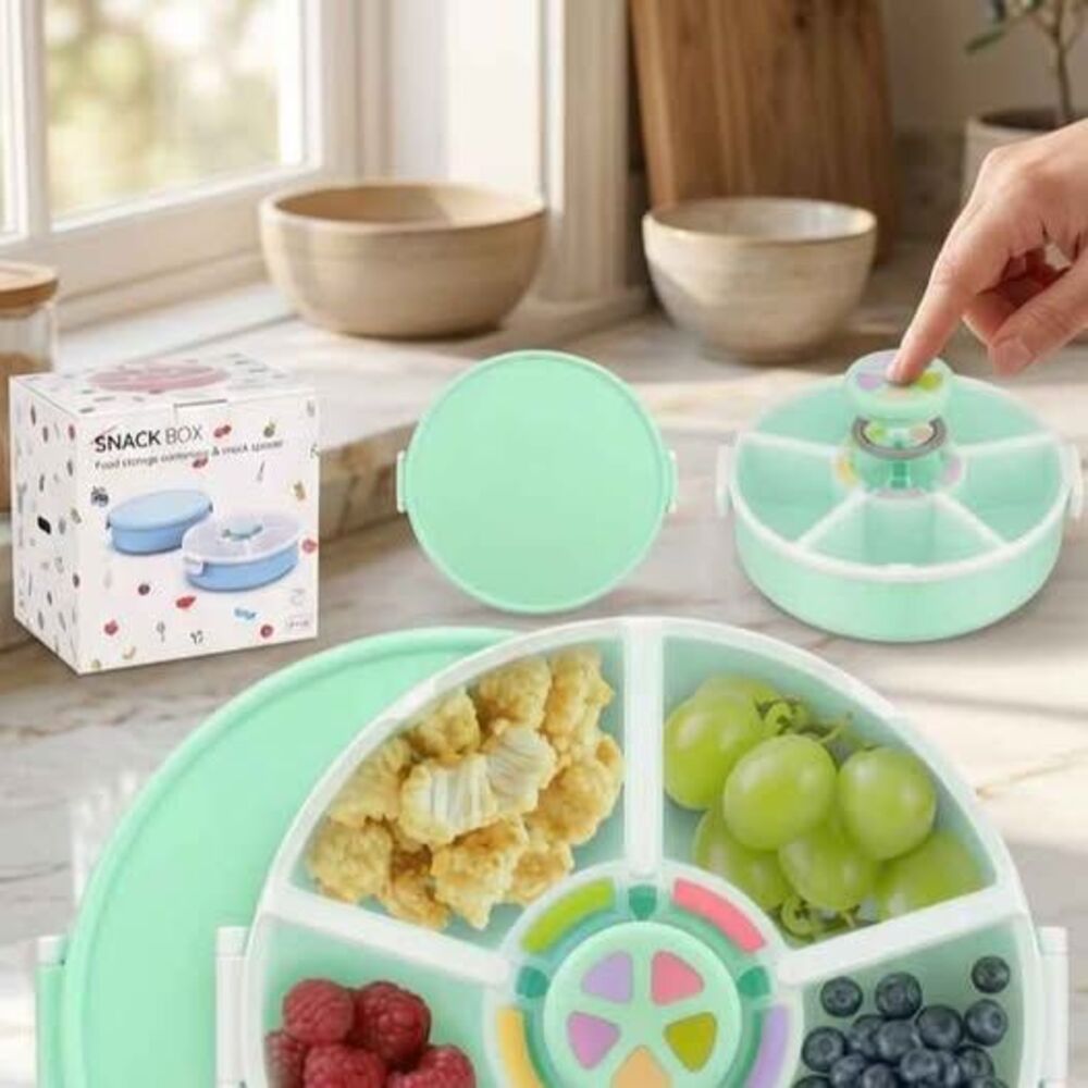 Kids Snack Spinner, 5-Compartment Reusable Snack Container, BPA-Free, Leakproof
